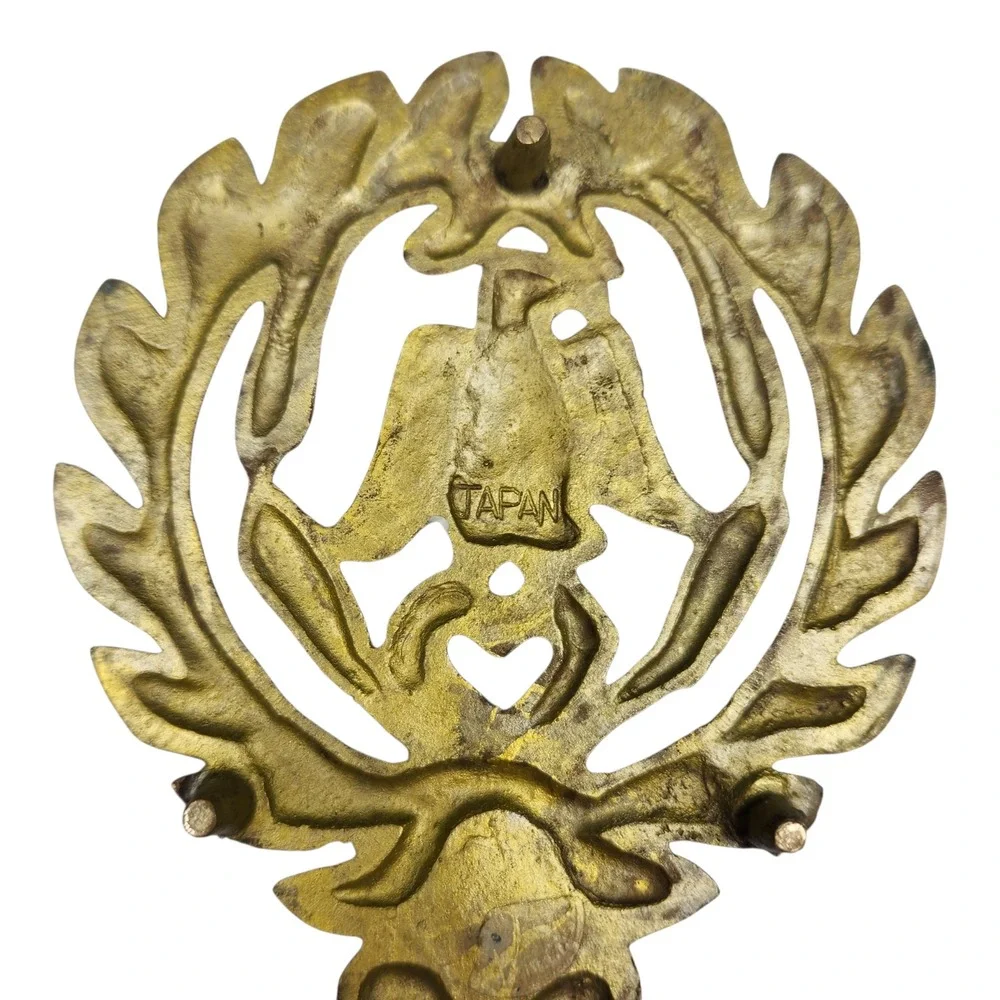 Vintage Brass Trivets Set of 2 Gold Tone Bird Eagle Japan MCM